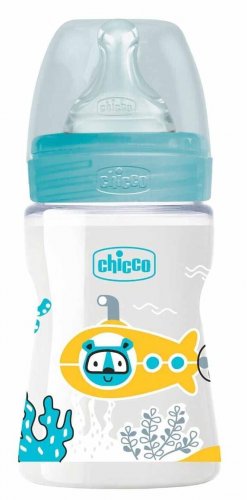 Chicco Бутылочка Well-Being Boy, силиконовая соска, 0+, 150 мл