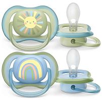 Philips Avent Пустышка Ultra Air силиконовая, 0-6 месяцев, 2 штуки					