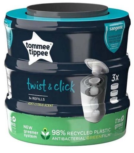 Tommee Tippee Кассеты для утилизатора, накопителя для подгузников Twist & Click, 3 штуки