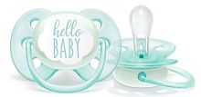 Avent Пустышка силиконовая Ultra soft Hello, 0-6 месяцев