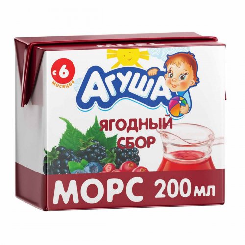 Агуша Морс "Ягодный сбор", с 6 месяцев, 200 мл