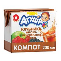 АГУША Компот "Яблоко-Черноплодная рябина-Клубника", с 6 месяцев, 200 мл					