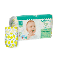 Offspring Подгузники M 6-10 кг. 42 штуки/ расцветка Лимоны					