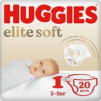 Huggies Подгузники Elite Soft, до 5 кг, 20 штук					